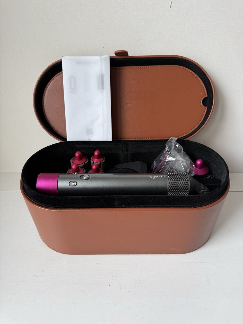 Dyson Airwrap Complete Hair Styler Set - Nickel/Fuchsia TESTED WORKS Clean HS01